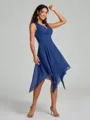 A-Line/Princess V-neck Knee-Length Sleeveless Chiffon Bridesmaid Dress