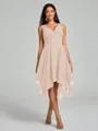 A-Line/Princess V-neck Knee-Length Sleeveless Chiffon Bridesmaid Dress