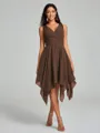 A-Line/Princess V-neck Knee-Length Sleeveless Chiffon Bridesmaid Dress