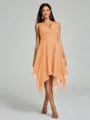 A-Line/Princess V-neck Knee-Length Sleeveless Chiffon Bridesmaid Dress