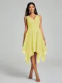 A-Line/Princess V-neck Knee-Length Sleeveless Chiffon Bridesmaid Dress