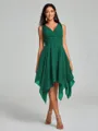 A-Line/Princess V-neck Knee-Length Sleeveless Chiffon Bridesmaid Dress