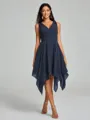 A-Line/Princess V-neck Knee-Length Sleeveless Chiffon Bridesmaid Dress