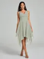 A-Line/Princess V-neck Knee-Length Sleeveless Chiffon Bridesmaid Dress
