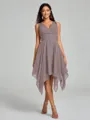 A-Line/Princess V-neck Knee-Length Sleeveless Chiffon Bridesmaid Dress