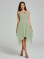 A-Line/Princess V-neck Knee-Length Sleeveless Chiffon Bridesmaid Dress