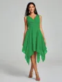 A-Line/Princess V-neck Knee-Length Sleeveless Chiffon Bridesmaid Dress