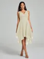 A-Line/Princess V-neck Knee-Length Sleeveless Chiffon Bridesmaid Dress