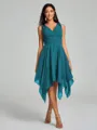 A-Line/Princess V-neck Knee-Length Sleeveless Chiffon Bridesmaid Dress