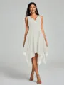 A-Line/Princess V-neck Knee-Length Sleeveless Chiffon Bridesmaid Dress