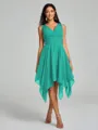 A-Line/Princess V-neck Knee-Length Sleeveless Chiffon Bridesmaid Dress