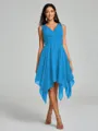 A-Line/Princess V-neck Knee-Length Sleeveless Chiffon Bridesmaid Dress