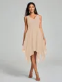 A-Line/Princess V-neck Knee-Length Sleeveless Chiffon Bridesmaid Dress