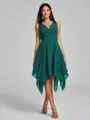 A-Line/Princess V-neck Knee-Length Sleeveless Chiffon Bridesmaid Dress