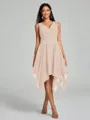 A-Line/Princess V-neck Knee-Length Sleeveless Chiffon Bridesmaid Dress