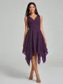 A-Line/Princess V-neck Knee-Length Sleeveless Chiffon Bridesmaid Dress
