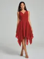 A-Line/Princess V-neck Knee-Length Sleeveless Chiffon Bridesmaid Dress