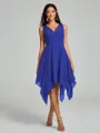 A-Line/Princess V-neck Knee-Length Sleeveless Chiffon Bridesmaid Dress