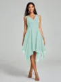A-Line/Princess V-neck Knee-Length Sleeveless Chiffon Bridesmaid Dress