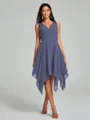 A-Line/Princess V-neck Knee-Length Sleeveless Chiffon Bridesmaid Dress