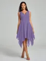 A-Line/Princess V-neck Knee-Length Sleeveless Chiffon Bridesmaid Dress