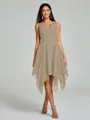 A-Line/Princess V-neck Knee-Length Sleeveless Chiffon Bridesmaid Dress
