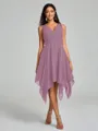 A-Line/Princess V-neck Knee-Length Sleeveless Chiffon Bridesmaid Dress