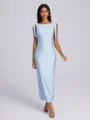 Sheath Scoop Bow Ankle-Length Jersey Bridesmaid Dress