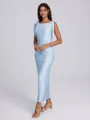 Sheath Scoop Bow Ankle-Length Jersey Bridesmaid Dress