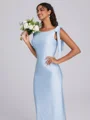 Sheath Scoop Bow Ankle-Length Jersey Bridesmaid Dress