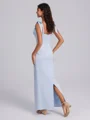 Sheath Square Bow Ankle-Length Bridesmaid Dress