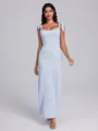 Sheath Square Bow Ankle-Length Bridesmaid Dress