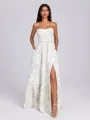 A-line Straight Beading Floor-Length Corset Bridesmaid Dress
