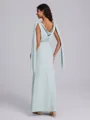 Sheath Cowl Floor-Length Stretch Crepe Bridesmaid Dress