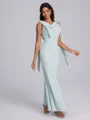 Sheath Cowl Floor-Length Stretch Crepe Bridesmaid Dress