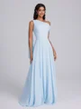A-line One-Shoulder Pleated Floor-Length Chiffon Corset Bridesmaid Dress