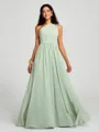 A-line/Princess One-Shoulder Floor-Length Sleeveless Chiffon Bridesmaid Dress
