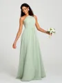 A-line/Princess One-Shoulder Floor-Length Sleeveless Chiffon Bridesmaid Dress