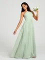 A-line/Princess One-Shoulder Floor-Length Sleeveless Chiffon Bridesmaid Dress