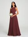 A-line/Princess One-Shoulder Floor-Length Sleeveless Chiffon Bridesmaid Dress