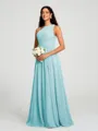 A-line/Princess One-Shoulder Floor-Length Sleeveless Chiffon Bridesmaid Dress