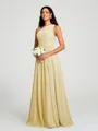 A-line/Princess One-Shoulder Floor-Length Sleeveless Chiffon Bridesmaid Dress
