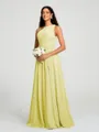 A-line/Princess One-Shoulder Floor-Length Sleeveless Chiffon Bridesmaid Dress