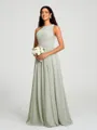 A-line/Princess One-Shoulder Floor-Length Sleeveless Chiffon Bridesmaid Dress