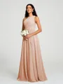 A-line/Princess One-Shoulder Floor-Length Sleeveless Chiffon Bridesmaid Dress