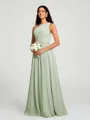 A-line/Princess One-Shoulder Floor-Length Sleeveless Chiffon Bridesmaid Dress