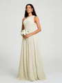 A-line/Princess One-Shoulder Floor-Length Sleeveless Chiffon Bridesmaid Dress