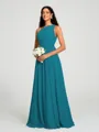 A-line/Princess One-Shoulder Floor-Length Sleeveless Chiffon Bridesmaid Dress