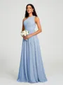 A-line/Princess One-Shoulder Floor-Length Sleeveless Chiffon Bridesmaid Dress