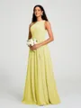 A-line/Princess One-Shoulder Floor-Length Sleeveless Chiffon Bridesmaid Dress